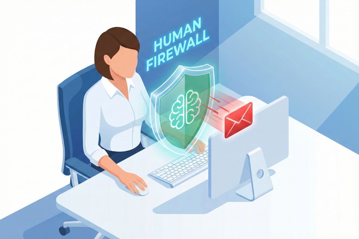 Błąd ludzki i cyberbezpieczeństwo firmy obrazujące zagrożenia